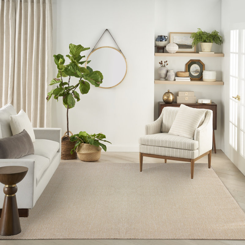 Tapis d'intérieur / extérieur uni Tulum, Rectangle 10 pi x 14 pi, Crème