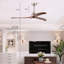 Ventilateur de plafond de 52 po avec pales en bois massif avec lumière et télécommande, moteur réversible silencieux, 6 vitesses, 3 couleurs, pour salon de patio, chambre à coucher, intérieur-624801672