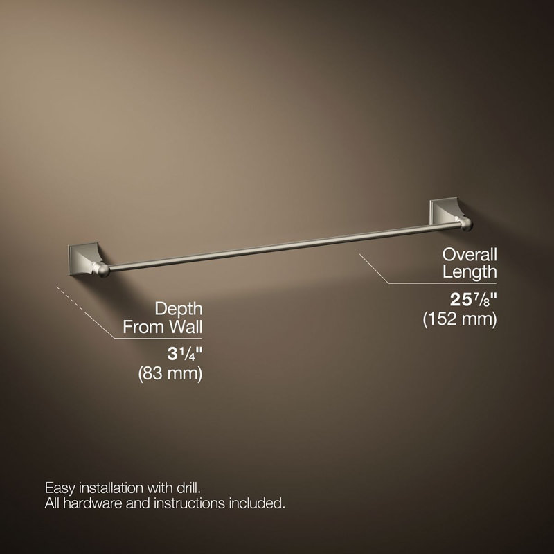 Memoirs® 25.875" Wall Mounted Towel Bar, Vibrant Brushed Nickel, 24"W
