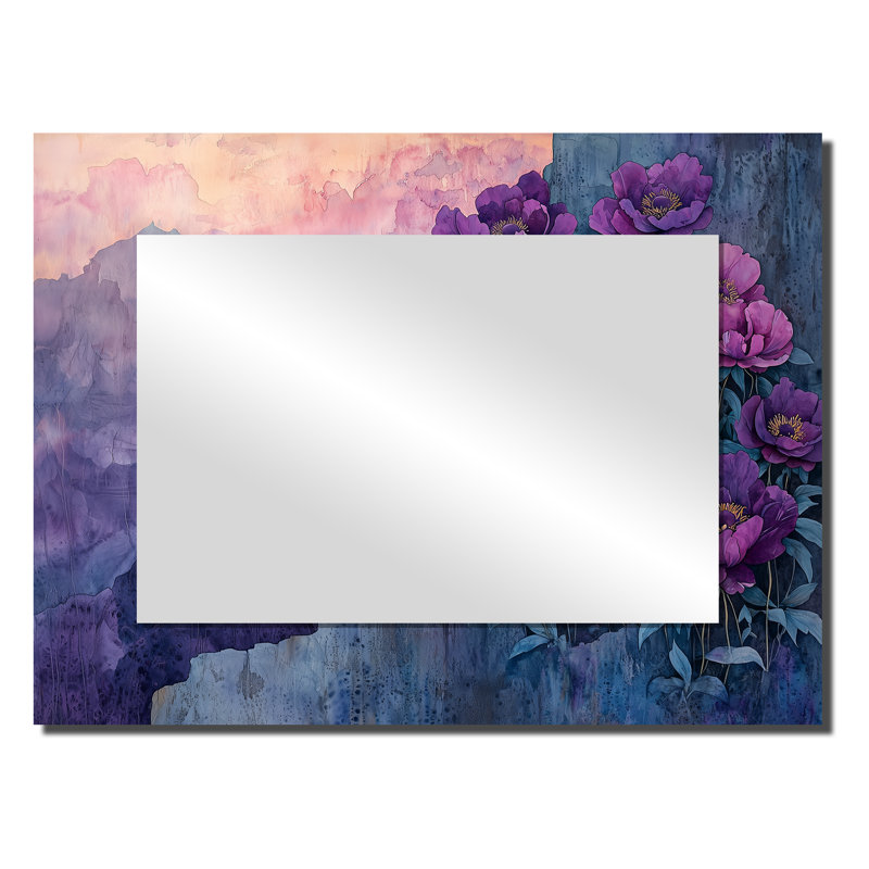 Lavender Peonies On The Rocky Slope II - Floral Mirror Wall Decor - Printed On Metal, 24" x 32"