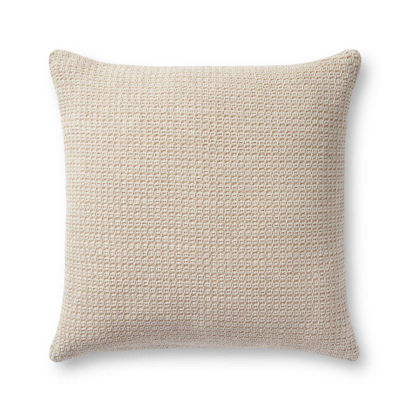 Beige and Ivory Textured Cotton Accent Pillow
