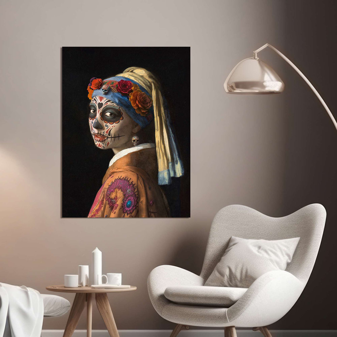 Halloween Druck: Calavera Girl von Steven Hill - Kunstdrucke auf Leinwand