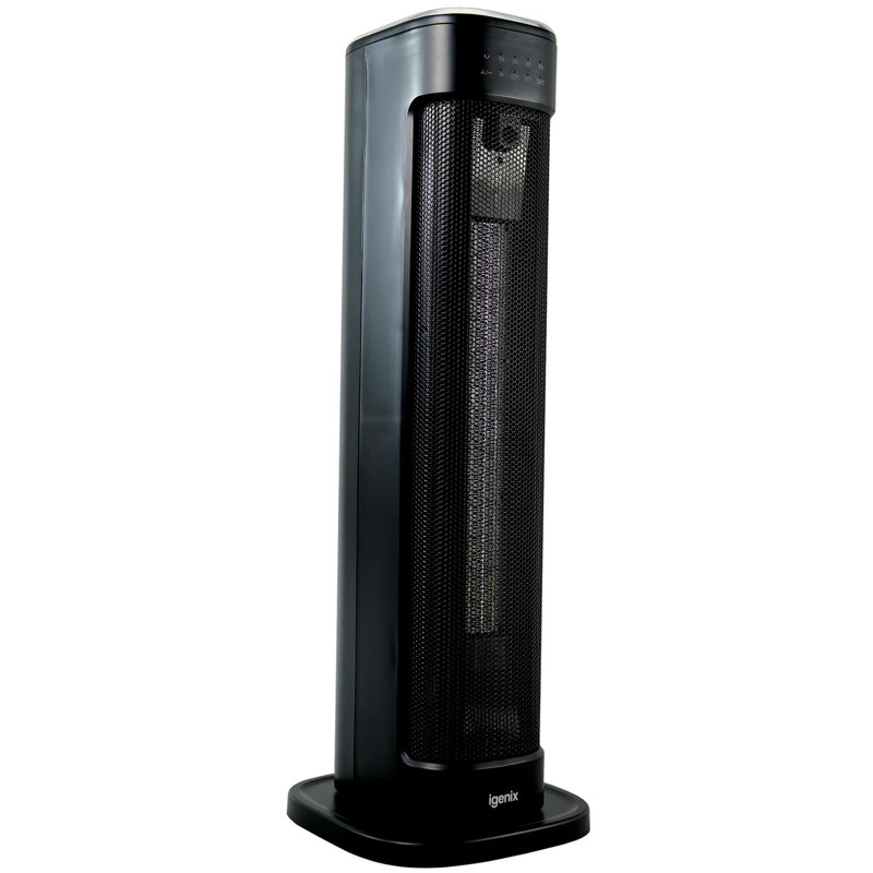 Igenix 2000W 60 BTU Electric Tower Space Heater with Adjustable Thermostat and with Digital Display, Black