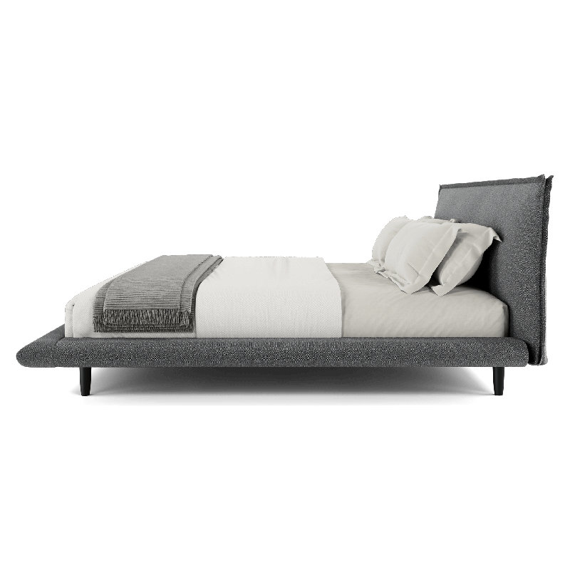 Lit Darneil en tissu, Gris, Roi