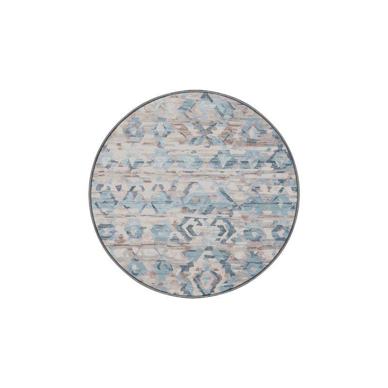 Tapis gris lavable à la machine, Rond 6 pi