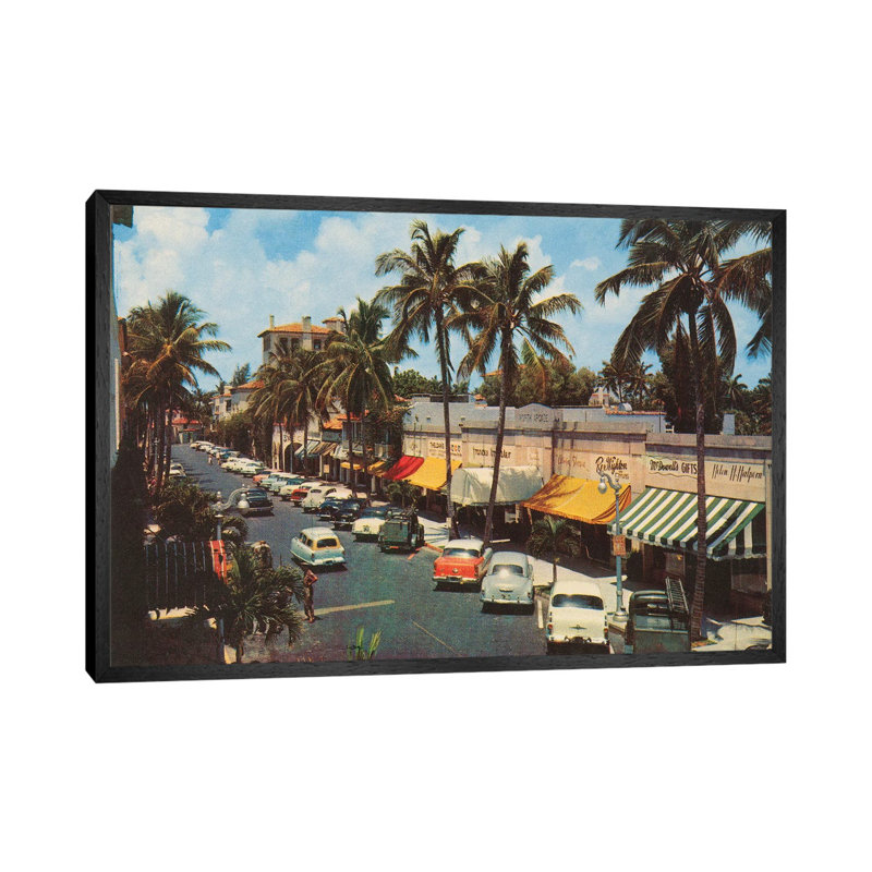 Florida Postcard IV - Print on Canvas, 66.04 cm H x 45.72 cm W, Black Framed