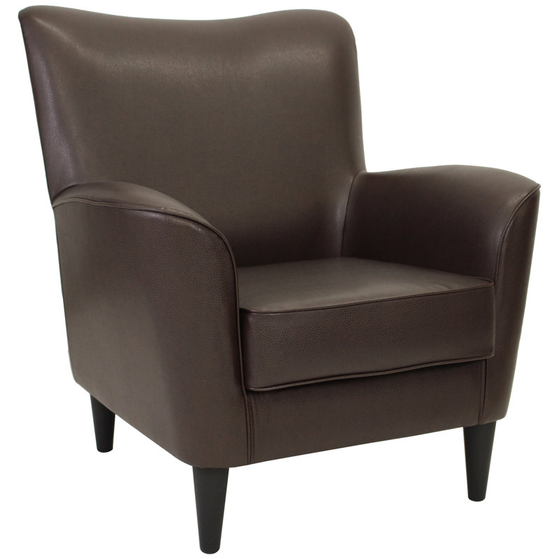 Fauteuil club Aaliyiah, Similicuir noyer