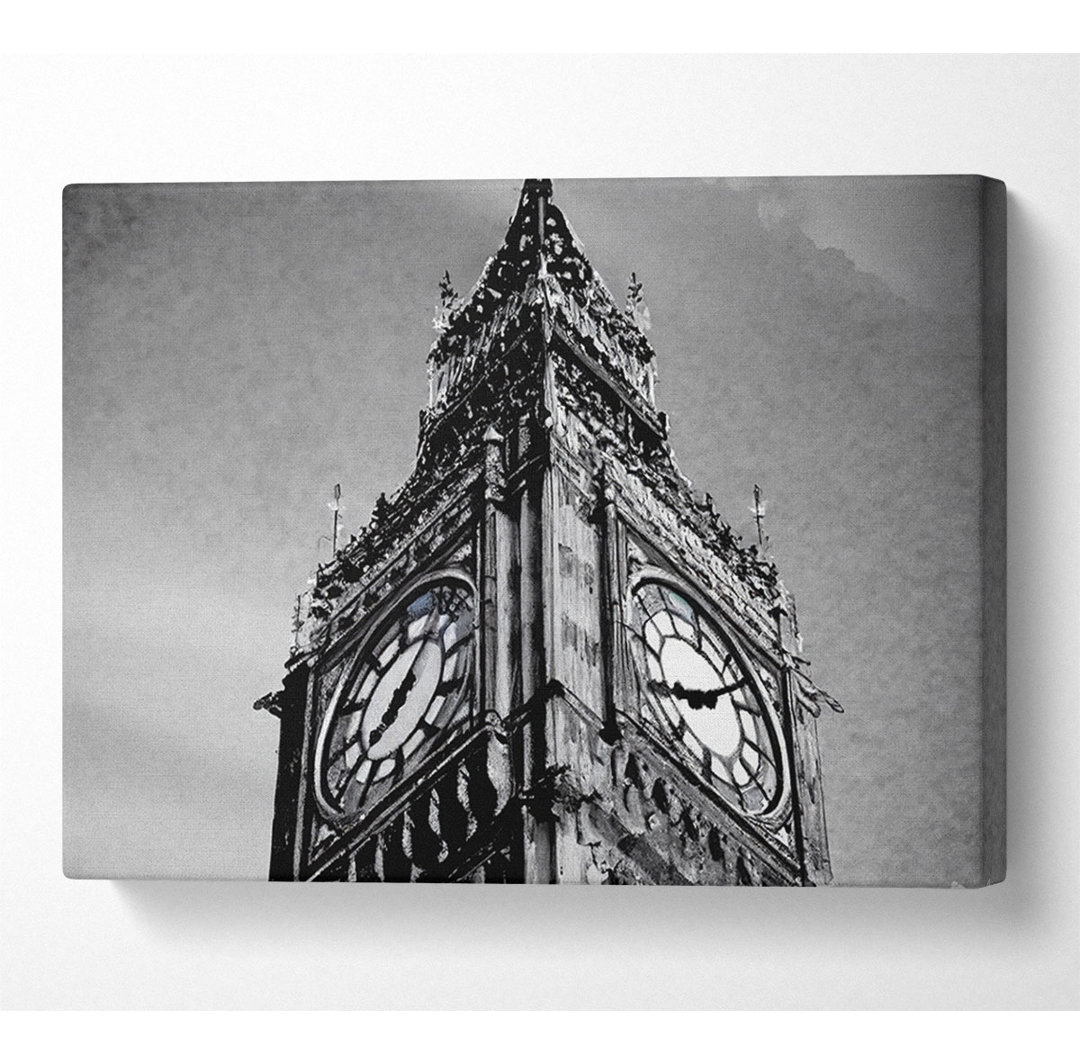 London Big Ben Nahaufnahme B N W - Leinwanddrucke auf Leinwand