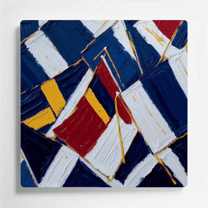 «Nautical Signal drapeaux», art mural en métal bleu