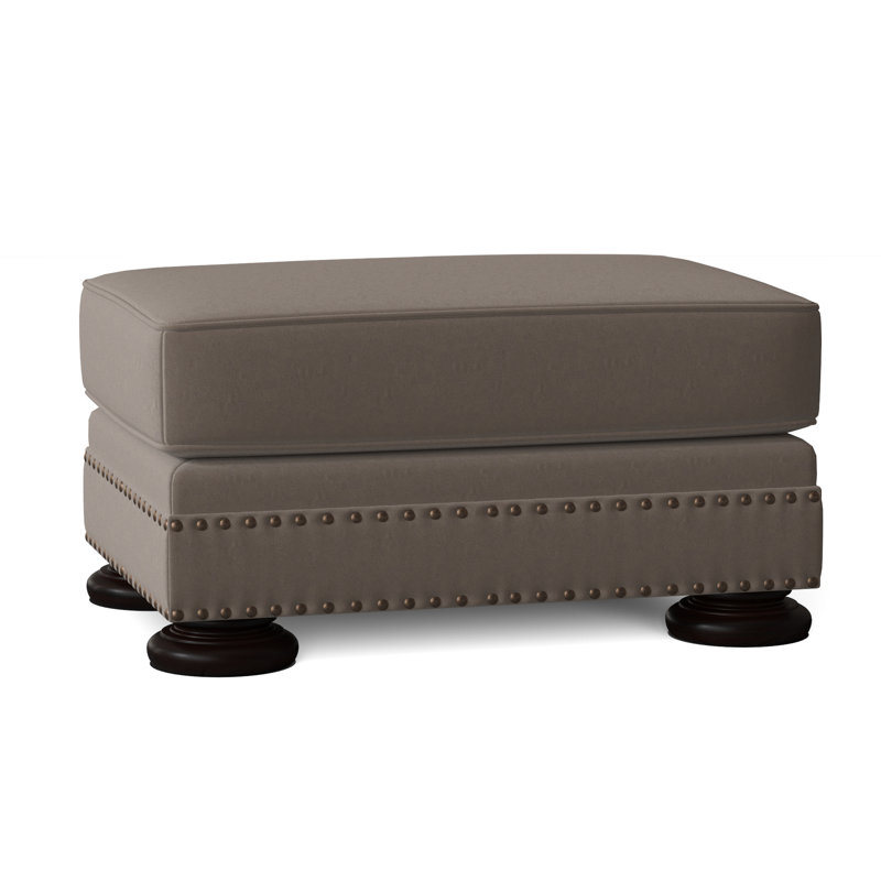 Foster 32" Genuine Leather Rectangle Standard Ottoman, Light Grey Leather 202-010