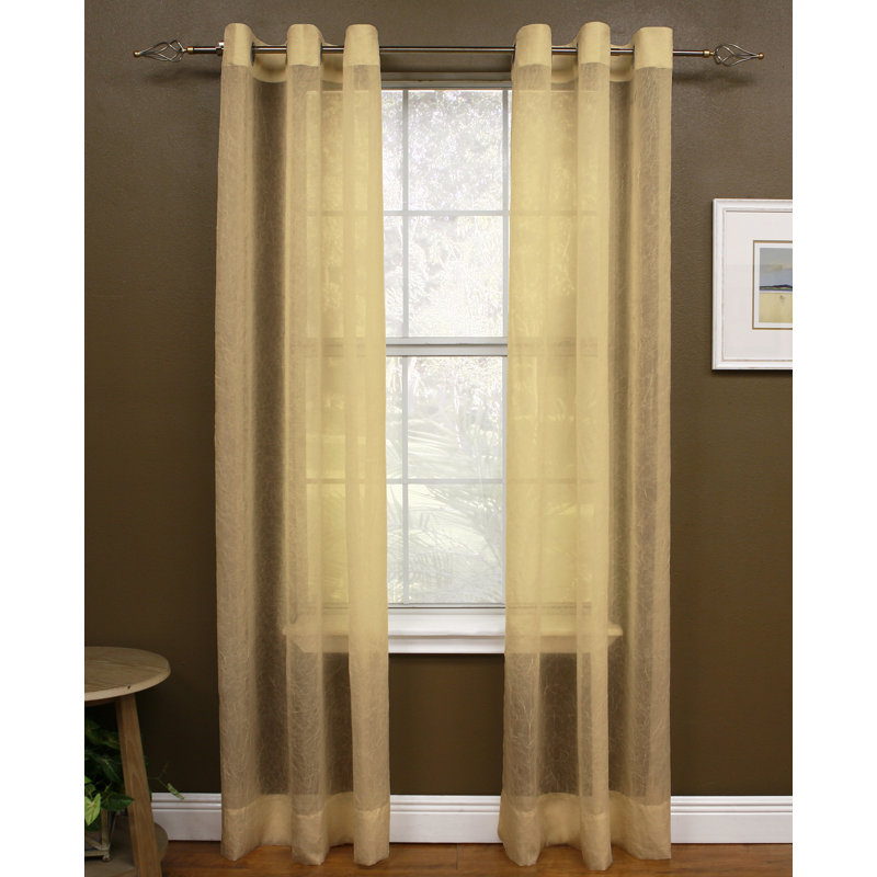 Crotzer 100% Polyester Sheer Voile Solid Color Curtain Panel with Grommet Top, 48" W x 63" L, Dijon