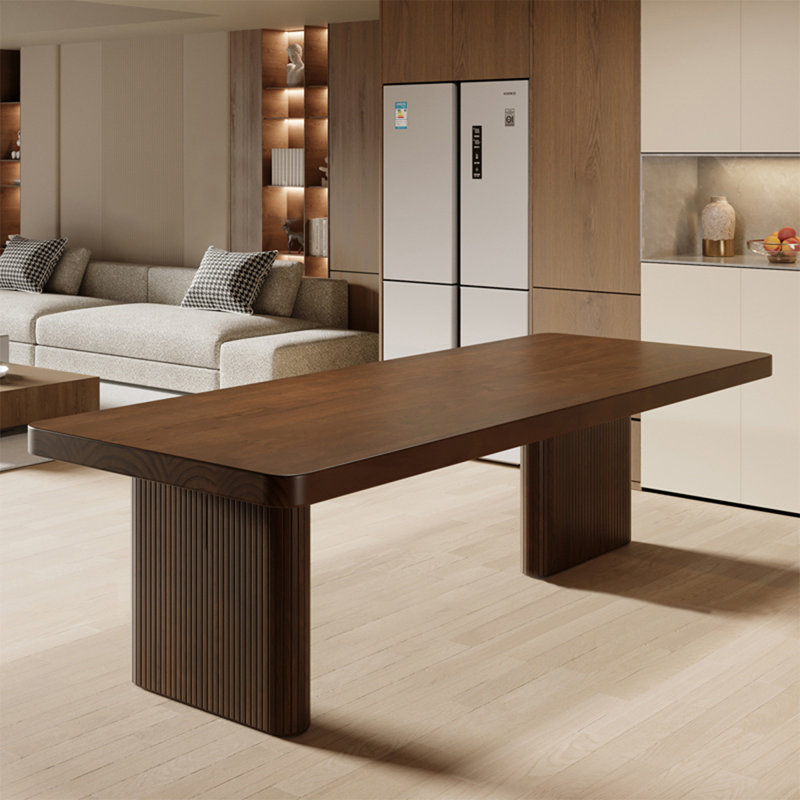 Tan Rectangular Solid Wood Butterfly Leaf  Dining Table, null