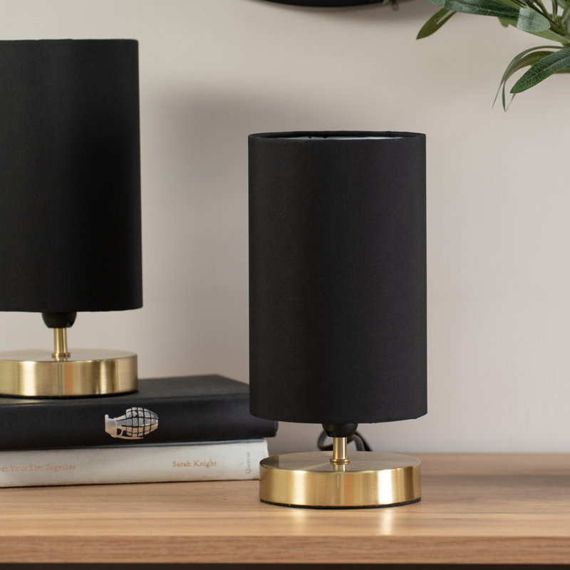 Romica Metal Table Lamp, Brushed Gold, No, Black