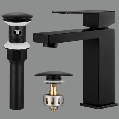 Single-Hole Bathroom Faucet with Drain Assembly