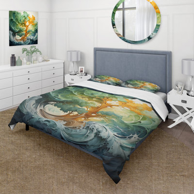 Ensemble de housse de couette Redwood Tree Symphony Of Green Orange Bedding