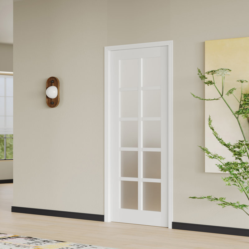 Dalle de porte intérieure avec cadre assorti - Porte intérieure en panneau de fibres à densité moyenne blanc en verre givré 10-Lite pour une lumière douce et intime