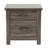 Striking Wooden Nightstand With 2 Drawers, Weathered Grey Finish, And Black Recessed Grooves For Modern Bedrooms