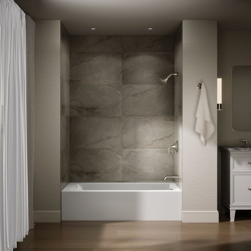 Entity 60 In. X 32 In. Alcove Bath With Right Drain, Right