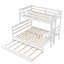 Lit superposé simple au-dessus de grand lit simple avec gigogne et échelle en bois massif - Multicolore pour enfants et invités-861723222