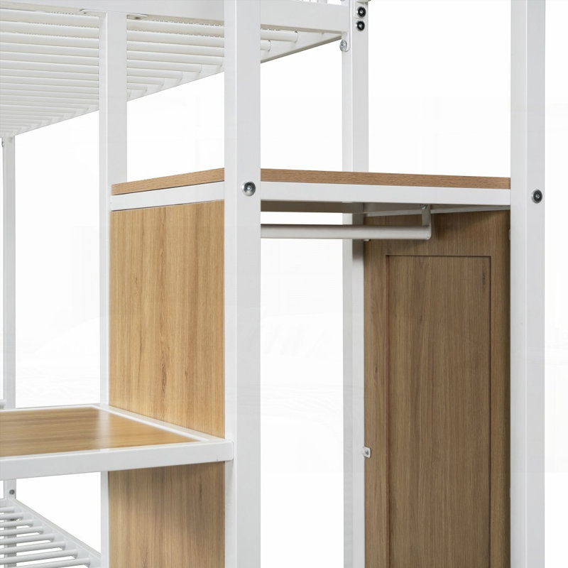 Lit simple superposé au dessus d'un lit double en métal avec lit gigogne Rangement - aucun sommier requis, support solide
