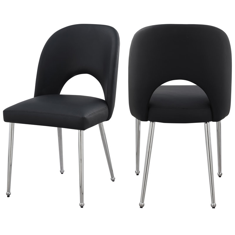 Chaise d'appoint en tyrène, Cuir végétalien noir