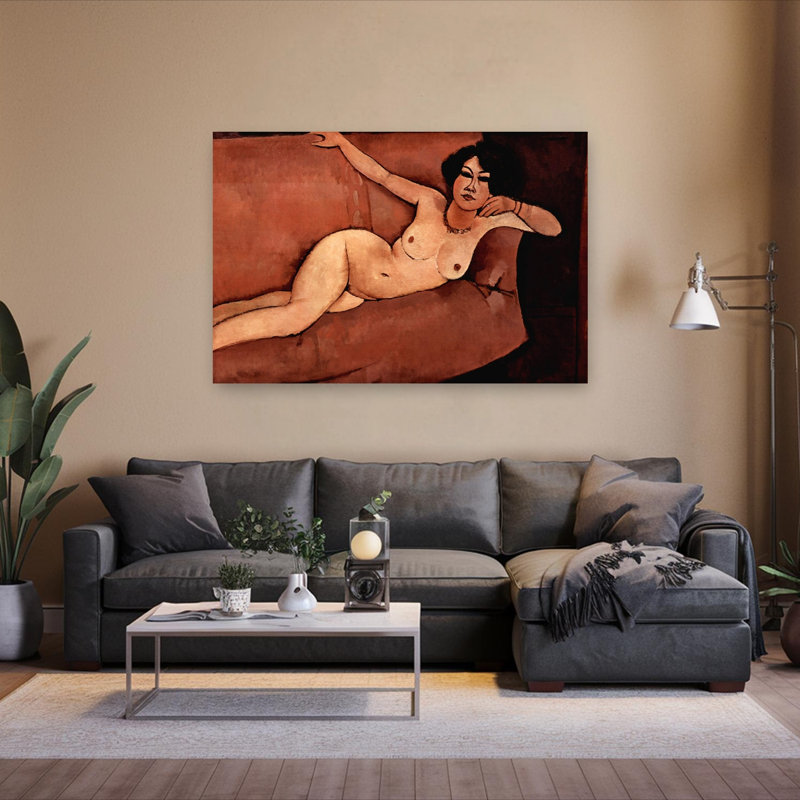 Nude On Sofa Classic Modern Wall Art Print by Amedeo Modigliani - Wrapped Canvas Print, 101.6cm H x 152.4cm W