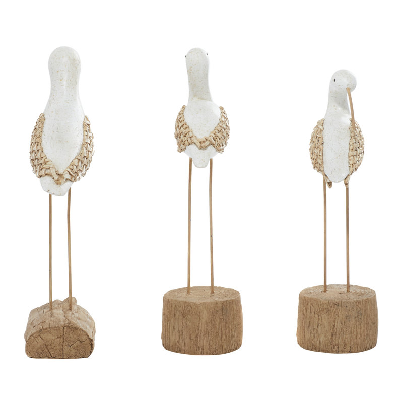 Oswestry Polystone Bird Decorative White Sculpture Set