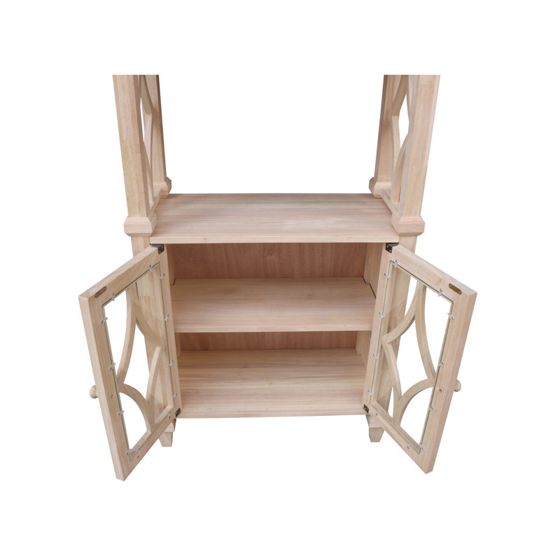 Josephine Solid Wood Unfinished Brown Bookcase with Doors