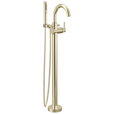 Trinsic Free Standing Tub Faucet with Hand Held Shower, Polished Nickel Floor Mount Tub Filler, Polished Nickel (Valve Not Included)