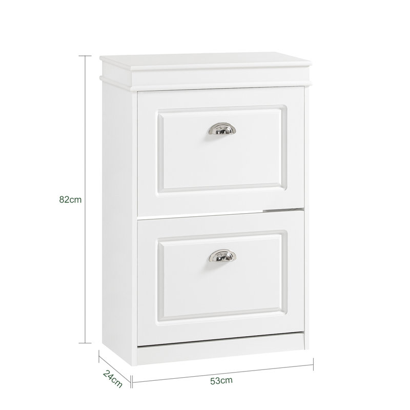Moriah 8 Pair Flip Down Shoe Storage, White/Silver