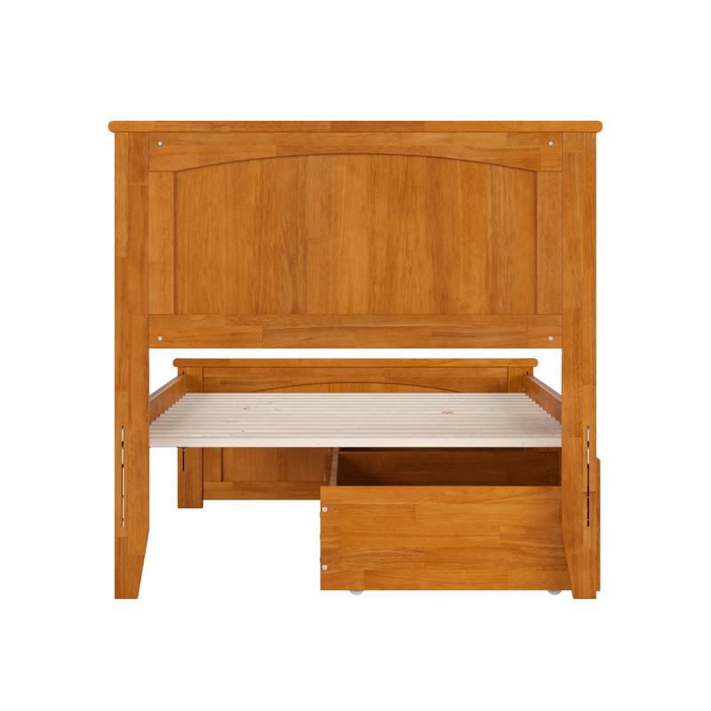 Kindig Solid Wood Coastal Cottage Platform Bed with Matching Footboard and Storage Drawers, Extra-long Twin, Light Toffee