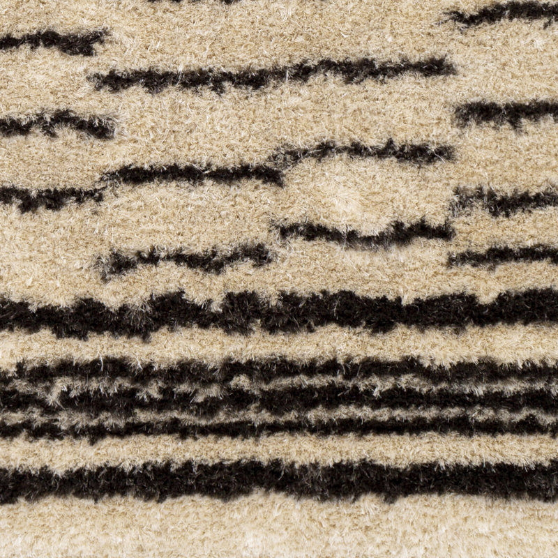Tapis à rayures à tissage plat/noir à rayures fait main Amadi, Rectangle 8 pi 10 po x 12 pi