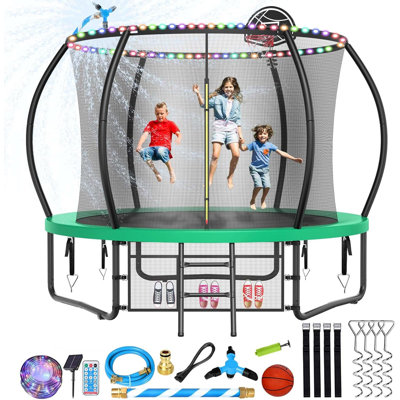 Sapphome Round Backyard Trampoline with Safety Enclosure