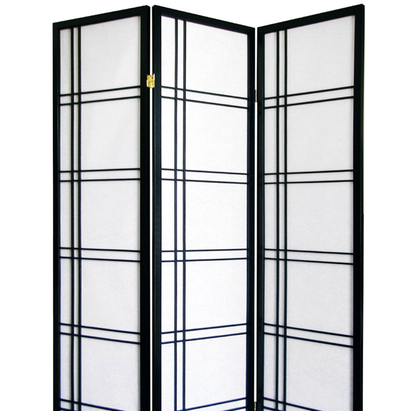 Paravent de 70 po de hauteur, 3 po, noir, bois de pin, ajoute de l'élégance aux pièces, pliable pour une utilisation de l'espace cloison peinte en noir, pin, rehausse la décoration et la gestion de la pièce