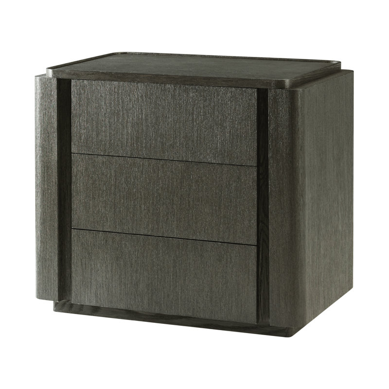Repose 3 - Drawer Solid Wood Nightstand, Charcoal Oak