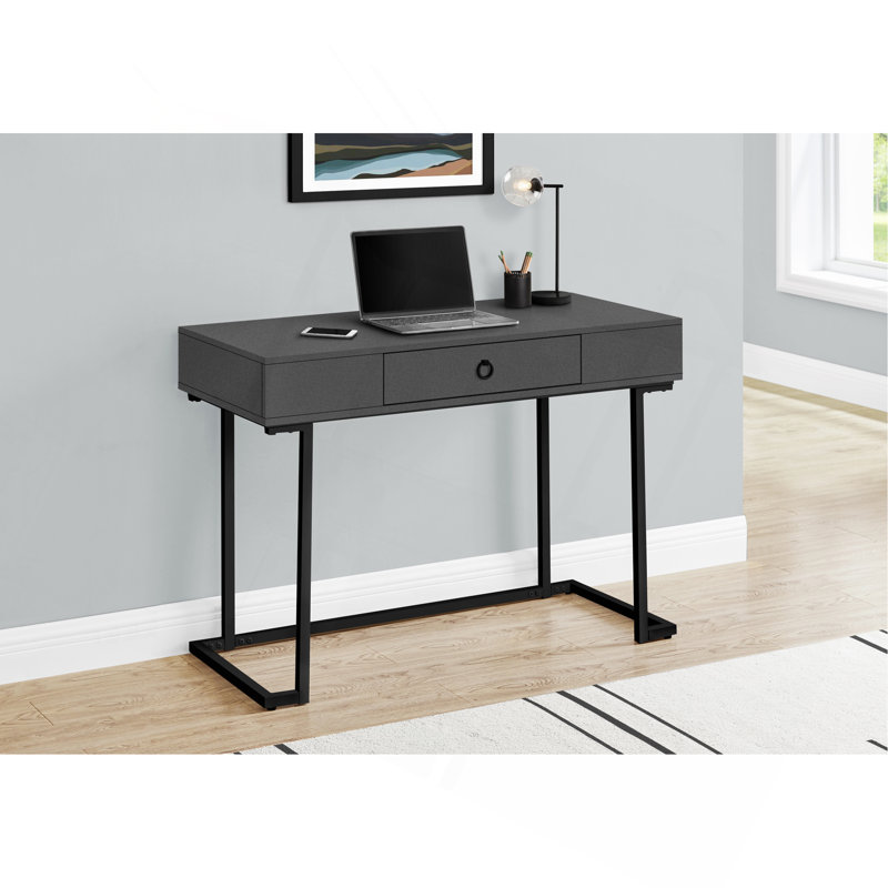 Computer Desk, Home Office, Laptop, Storage Drawers, 42"L, Work, Metal, Gray