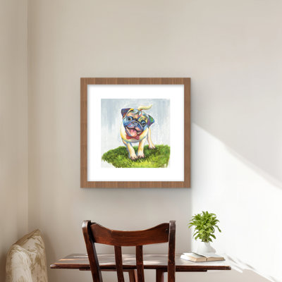 Carlin coloré et souriant - reproduction encadrée pour la décoration intérieure