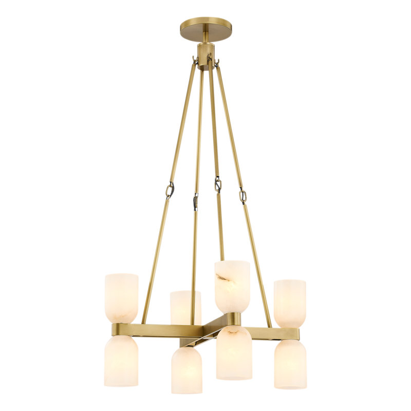 Lucian 8 - Light Chandelier, Vintage Brass/Alabaster