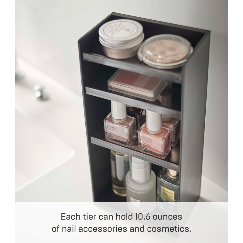 Black Minimalist Rectangular Makeup Organizer with Clear Tiers