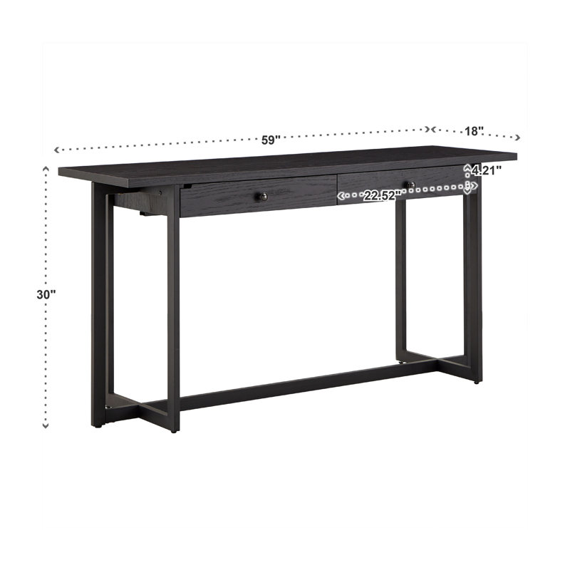 Proulx Writing Desk with Power Outlet, Black