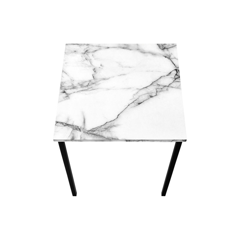 Table basse à la mode 3: 3 pièces en stratifié de marbre blanc et structure en métal avec look