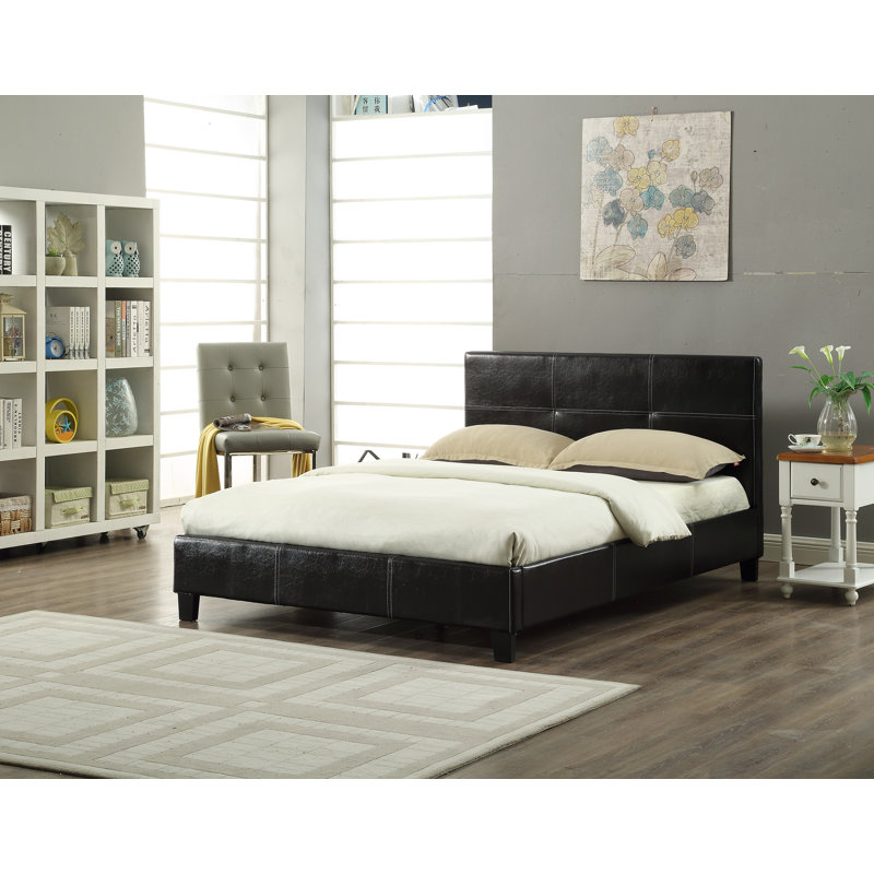 Lit plateforme tapissier Modern, Double, Noir