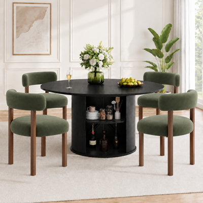 Ensemble de table et de chaises de salle à manger extensibles modernes pour 4 à 6 personnes avec rangement dissimulé et 4 chaises rembourrées