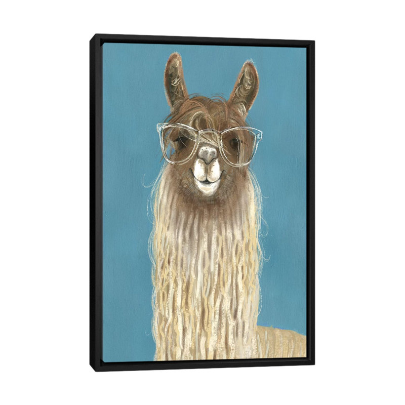 «Llama Specs IV», art sur toile, H 26 po x l 18 po x P 1,5 po, Toile avec cadre noir