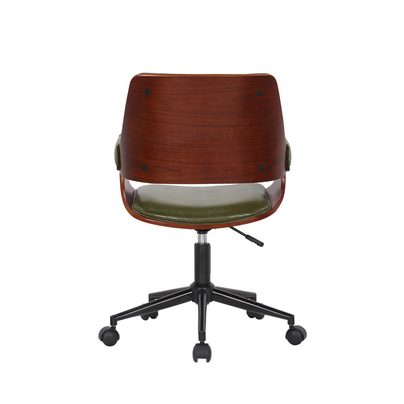 Geryon Faux Leather Mid-Century Office Chair, Green