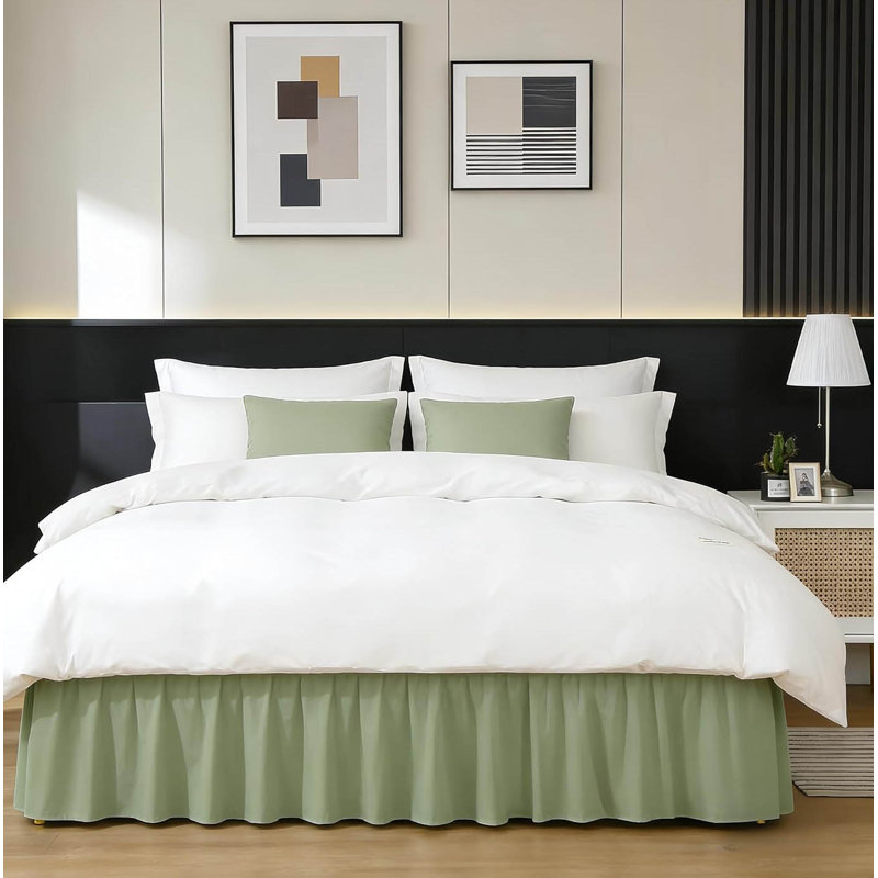 King Size Wrap-Around Elastic Bed Skirt, Matcha Green