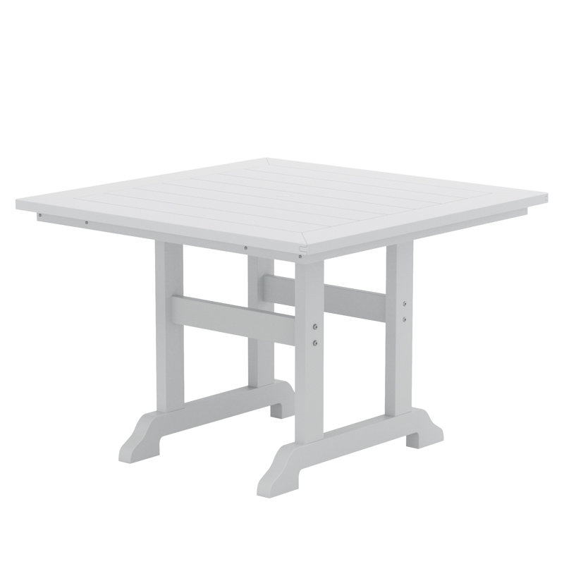 Laguna Square Outdoor Dining Table With Umbrella Hole , 43'' in. W 43'' in. D, White
