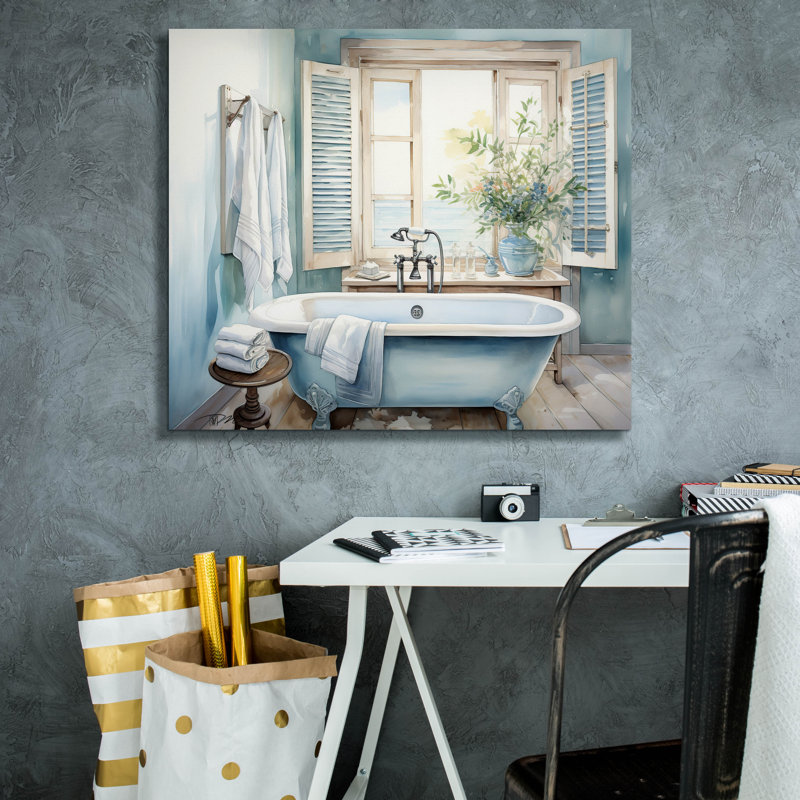 «Blue Bathaign» par Momart, art mural sur toile, 30 po x 26 po, H 26 po x l 30 po x P 1,5 po