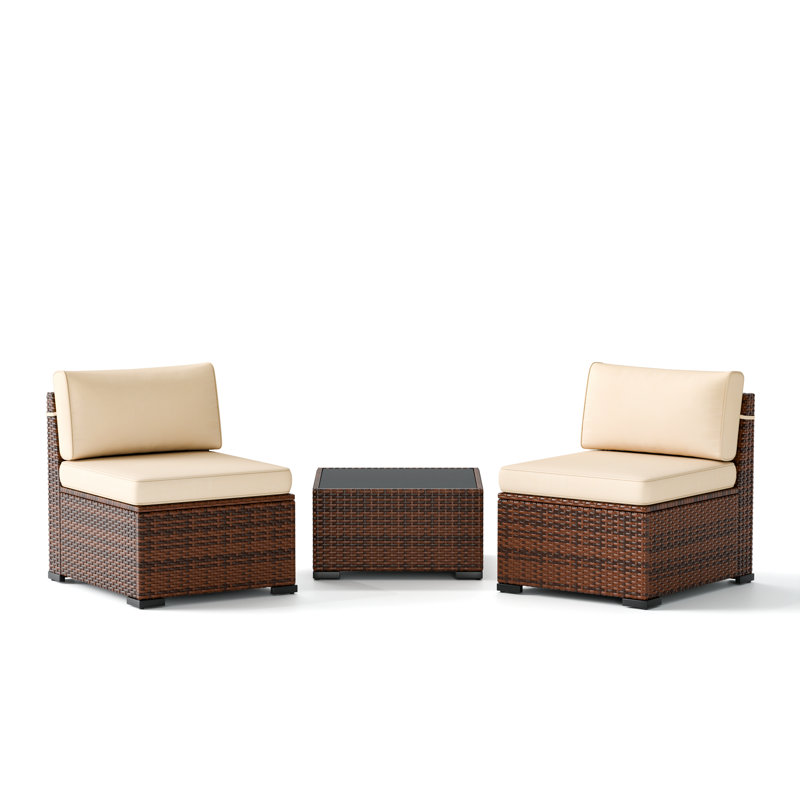 2-Person Outdoor Seating Group With Cushions, Khaki
