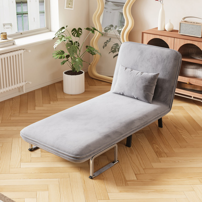 31.5? Convertible Chair Bed, Light Gray Velvet